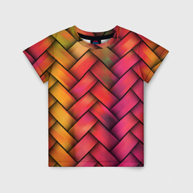 Детская футболка 3D с принтом Сплетение в Санкт-Петербурге, 100% гипоаллергенный полиэфир | прямой крой, круглый вырез горловины, длина до линии бедер, чуть спущенное плечо, ткань немного тянется | молодежное | пестрое | плетенка | счастье | хайп | цветное