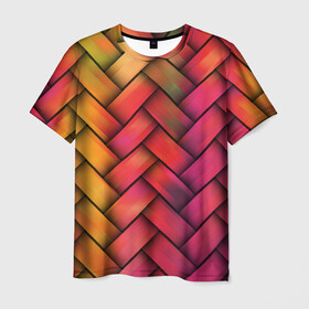 Мужская футболка 3D с принтом Сплетение в Санкт-Петербурге, 100% полиэфир | прямой крой, круглый вырез горловины, длина до линии бедер | молодежное | пестрое | плетенка | счастье | хайп | цветное