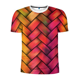 Мужская футболка 3D спортивная с принтом Сплетение в Санкт-Петербурге, 100% полиэстер с улучшенными характеристиками | приталенный силуэт, круглая горловина, широкие плечи, сужается к линии бедра | молодежное | пестрое | плетенка | счастье | хайп | цветное
