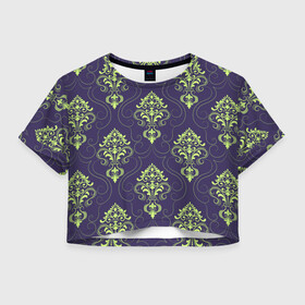 Женская футболка Crop-top 3D с принтом VENZEL в Санкт-Петербурге, 100% полиэстер | круглая горловина, длина футболки до линии талии, рукава с отворотами | вензеля | молодежное | пестрое | узор | элитное