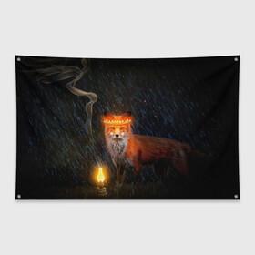 Флаг-баннер с принтом Лиса с огненной короной в Санкт-Петербурге, 100% полиэстер | размер 67 х 109 см, плотность ткани — 95 г/м2; по краям флага есть четыре люверса для крепления | fox | foxy | животное | звери | лиса | лисенок | лисичка | милая | рыжая | фокс