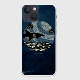 Чехол для iPhone 13 mini с принтом Акулы California Sharks в Санкт-Петербурге,  |  | shark | акула | волны | калифорния | море | океан