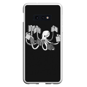 Чехол для Samsung S10E с принтом Octopus Book в Санкт-Петербурге, Силикон | Область печати: задняя сторона чехла, без боковых панелей | Тематика изображения на принте: black | book | books | dual | knowledge | octopus | study | white | белое | знания | книга | книги | книжный | осьминог | черно белое | черное