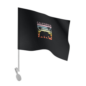 Флаг для автомобиля с принтом California гризли на закате в Санкт-Петербурге, 100% полиэстер | Размер: 30*21 см | california | гризли | закат | лето | медведь | пальмы | солнце