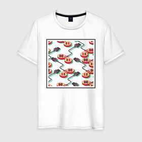 Мужская футболка хлопок с принтом Джойстики и видеоигры в Санкт-Петербурге, 100% хлопок | прямой крой, круглый вырез горловины, длина до линии бедер, слегка спущенное плечо. | джойстик | игры