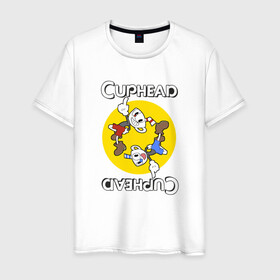 Мужская футболка хлопок с принтом СapheadMugman в Санкт-Петербурге, 100% хлопок | прямой крой, круглый вырез горловины, длина до линии бедер, слегка спущенное плечо. | caphead | cup | mugman | друг | капхед | капхейд | кружка | мугман
