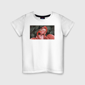 Детская футболка хлопок с принтом flamingos в Санкт-Петербурге, 100% хлопок | круглый вырез горловины, полуприлегающий силуэт, длина до линии бедер | flamingo | птицы | розовый | фламинго