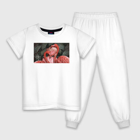 Детская пижама хлопок с принтом flamingos в Санкт-Петербурге, 100% хлопок |  брюки и футболка прямого кроя, без карманов, на брюках мягкая резинка на поясе и по низу штанин
 | flamingo | птицы | розовый | фламинго