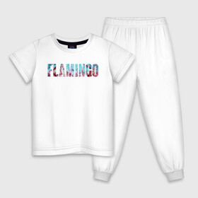 Детская пижама хлопок с принтом FLAMINGO в Санкт-Петербурге, 100% хлопок |  брюки и футболка прямого кроя, без карманов, на брюках мягкая резинка на поясе и по низу штанин
 | flamingo | птицы | розовый | фламинго