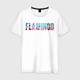 Мужская футболка хлопок с принтом FLAMINGO в Санкт-Петербурге, 100% хлопок | прямой крой, круглый вырез горловины, длина до линии бедер, слегка спущенное плечо. | flamingo | птицы | розовый | фламинго