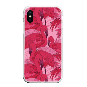 Чехол для iPhone XS Max матовый с принтом розовые фламинго в Санкт-Петербурге, Силикон | Область печати: задняя сторона чехла, без боковых панелей | flamingo | птицы | розовый | фламинго