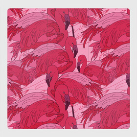 Магнитный плакат 3Х3 с принтом розовые фламинго в Санкт-Петербурге, Полимерный материал с магнитным слоем | 9 деталей размером 9*9 см | flamingo | птицы | розовый | фламинго