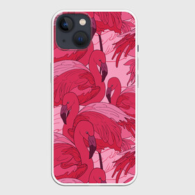 Чехол для iPhone 13 с принтом розовые фламинго в Санкт-Петербурге,  |  | flamingo | птицы | розовый | фламинго