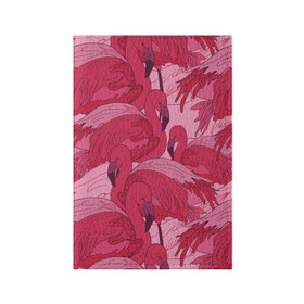 Обложка для паспорта матовая кожа с принтом розовые фламинго в Санкт-Петербурге, натуральная матовая кожа | размер 19,3 х 13,7 см; прозрачные пластиковые крепления | flamingo | птицы | розовый | фламинго