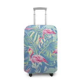 Чехол для чемодана 3D с принтом фламинго в Санкт-Петербурге, 86% полиэфир, 14% спандекс | двустороннее нанесение принта, прорези для ручек и колес | flamingo | птицы | розовый | фламинго