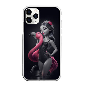 Чехол для iPhone 11 Pro матовый с принтом девушка с фламинго в Санкт-Петербурге, Силикон |  | flamingo | птицы | розовый | фламинго