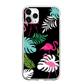 Чехол для iPhone 11 Pro матовый с принтом фламинго с цветами в Санкт-Петербурге, Силикон |  | flamingo | птицы | розовый | фламинго
