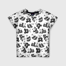Детская футболка 3D с принтом Акварельные панды паттерн в Санкт-Петербурге, 100% гипоаллергенный полиэфир | прямой крой, круглый вырез горловины, длина до линии бедер, чуть спущенное плечо, ткань немного тянется | Тематика изображения на принте: art | black white | cute | funny panda | panda | pandas | pattern | watercolor | акварель | акварельный рисунок | арт | детский рисунок | маленькие панды | медведи | медвежата | милые панды | мишки | панда | пандочка | пандочки | узор