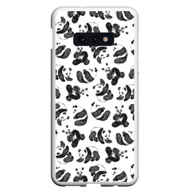 Чехол для Samsung S10E с принтом Акварельные панды паттерн в Санкт-Петербурге, Силикон | Область печати: задняя сторона чехла, без боковых панелей | art | black white | cute | funny panda | panda | pandas | pattern | watercolor | акварель | акварельный рисунок | арт | детский рисунок | маленькие панды | медведи | медвежата | милые панды | мишки | панда | пандочка | пандочки | узор