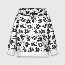 Детская толстовка 3D с принтом Акварельные панды паттерн в Санкт-Петербурге, 100% полиэстер | двухслойный капюшон со шнурком для регулировки, мягкие манжеты на рукавах и по низу толстовки, спереди карман-кенгуру с мягким внутренним слоем | Тематика изображения на принте: art | black white | cute | funny panda | panda | pandas | pattern | watercolor | акварель | акварельный рисунок | арт | детский рисунок | маленькие панды | медведи | медвежата | милые панды | мишки | панда | пандочка | пандочки | узор