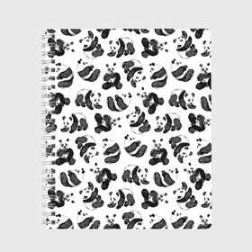 Тетрадь с принтом Акварельные панды паттерн в Санкт-Петербурге, 100% бумага | 48 листов, плотность листов — 60 г/м2, плотность картонной обложки — 250 г/м2. Листы скреплены сбоку удобной пружинной спиралью. Уголки страниц и обложки скругленные. Цвет линий — светло-серый
 | Тематика изображения на принте: art | black white | cute | funny panda | panda | pandas | pattern | watercolor | акварель | акварельный рисунок | арт | детский рисунок | маленькие панды | медведи | медвежата | милые панды | мишки | панда | пандочка | пандочки | узор