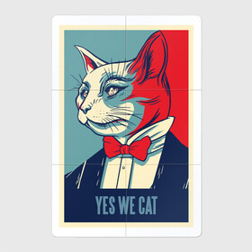Магнитный плакат 2Х3 с принтом Yes We Cat пародия в Санкт-Петербурге, Полимерный материал с магнитным слоем | 6 деталей размером 9*9 см | Тематика изображения на принте: art | kitten | kitty | parody | pop art | poster пародия | retro | serious cat | slogan | vintage | yes we can постер | арт | барак обама | винтаж | выборы | графика | джентльмен | кот | котенок | кошка | обама | поп арт | прикол | ретро | се