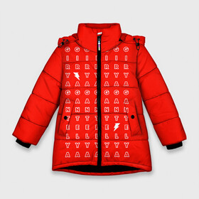 Зимняя куртка для девочек 3D с принтом Stand out red в Санкт-Петербурге, ткань верха — 100% полиэстер; подклад — 100% полиэстер, утеплитель — 100% полиэстер. | длина ниже бедра, удлиненная спинка, воротник стойка и отстегивающийся капюшон. Есть боковые карманы с листочкой на кнопках, утяжки по низу изделия и внутренний карман на молнии. 

Предусмотрены светоотражающий принт на спинке, радужный светоотражающий элемент на пуллере молнии и на резинке для утяжки. | red energy | выделение | молния | свободный текст | энергия