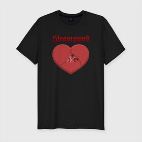 Мужская футболка хлопок Slim с принтом Heart Steampunk Меха сердце (Z) в Санкт-Петербурге, 92% хлопок, 8% лайкра | приталенный силуэт, круглый вырез ворота, длина до линии бедра, короткий рукав | steam punk | steamfest | steampunk | бойлерпанк | дизельпанк | клокпанк | маннерпанк | механика | научная фантастика | паро панк | паровой панк | паропанк | стим панк | стимпанк | стимпанк стиль | стимфест