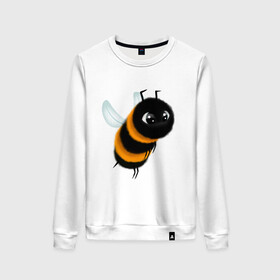 Женский свитшот хлопок с принтом Пчела в Санкт-Петербурге, 100% хлопок | прямой крой, круглый вырез, на манжетах и по низу широкая трикотажная резинка  | bee | bees | пчела | пчелы | шмель