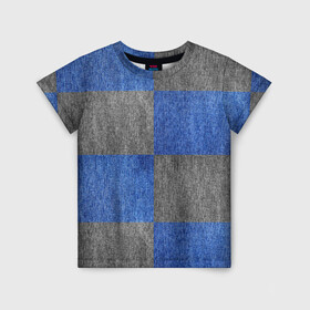 Детская футболка 3D с принтом Denim Patchwork в Санкт-Петербурге, 100% гипоаллергенный полиэфир | прямой крой, круглый вырез горловины, длина до линии бедер, чуть спущенное плечо, ткань немного тянется | blue gray | denim | jeans | patchwork | джинсовая ткань