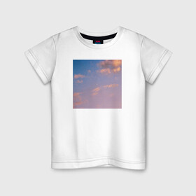 Детская футболка хлопок с принтом Луна на вечернем небе в Санкт-Петербурге, 100% хлопок | круглый вырез горловины, полуприлегающий силуэт, длина до линии бедер | вечер | луна | месяц | небо | облака