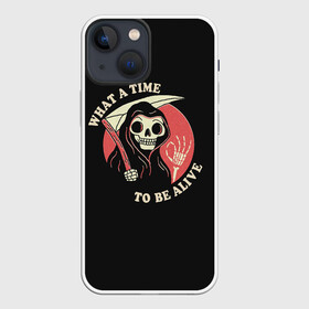 Чехол для iPhone 13 mini с принтом Friendly Grim Reaper в Санкт-Петербурге,  |  | a | alive | be | friendly | grrim | ok | reaper | time | to | what | дружелюбная | жнец | косой | ок | с | старуха