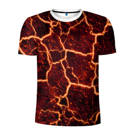 Мужская футболка 3D спортивная с принтом Лава в Санкт-Петербурге, 100% полиэстер с улучшенными характеристиками | приталенный силуэт, круглая горловина, широкие плечи, сужается к линии бедра | лава | огонь | пламя | разлом | текстура | трещины