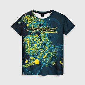 Женская футболка 3D с принтом Cyberpunk  в Санкт-Петербурге, 100% полиэфир ( синтетическое хлопкоподобное полотно) | прямой крой, круглый вырез горловины, длина до линии бедер | 2077 | cd project | cd project red | cyber | cyberpunk | cyberpunk 2077 | lizzy | map | mox | moxes | night city wire | punk | still | the mox | witcher | банда | карта | кибер | киберпанк | киберпанк 2077 | лиззи | моксес | панк | сайбер |