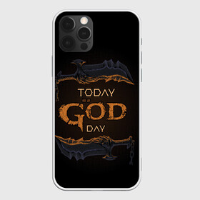 Чехол для iPhone 12 Pro с принтом God day GOW в Санкт-Петербурге, силикон | область печати: задняя сторона чехла, без боковых панелей | Тематика изображения на принте: gad of war | game | games | god of war | god of wor | бог войны | игра | игры | кинжалы | кратос | праздник