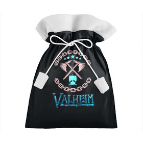 Подарочный 3D мешок с принтом Valheim лого и цепи в Санкт-Петербурге, 100% полиэстер | Размер: 29*39 см | fantasy | mmo | valheim | valve | валхейм | вальхейм | викинги | выживалка | игра | королевская битва | ммо | ролевая игра | фэнтази