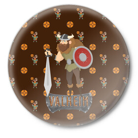 Значок с принтом Valheim Viking в Санкт-Петербурге,  металл | круглая форма, металлическая застежка в виде булавки | fantasy | mmo | valheim | valve | валхейм | вальхейм | викинги | выживалка | игра | королевская битва | ммо | ролевая игра | фэнтази
