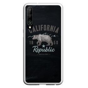 Чехол для Honor P30 с принтом California republic в Санкт-Петербурге, Силикон | Область печати: задняя сторона чехла, без боковых панелей | bear | california | republic | state | калифорния | медведь | республика