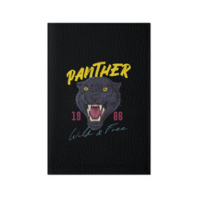 Обложка для паспорта матовая кожа с принтом Пантера 1986 в Санкт-Петербурге, натуральная матовая кожа | размер 19,3 х 13,7 см; прозрачные пластиковые крепления | 1986 | panther | джунгли | дикая | кошка | пантера