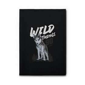 Обложка для автодокументов с принтом Wild Things в Санкт-Петербурге, натуральная кожа |  размер 19,9*13 см; внутри 4 больших “конверта” для документов и один маленький отдел — туда идеально встанут права | wolf | волк | лес | пес | север | собака | хаски