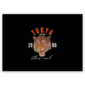 Поздравительная открытка с принтом Tokyo Tiger Japan в Санкт-Петербурге, 100% бумага | плотность бумаги 280 г/м2, матовая, на обратной стороне линовка и место для марки
 | japan | tokyo | большая кошка | полосатый | тигр | тигрица | токио | хищник