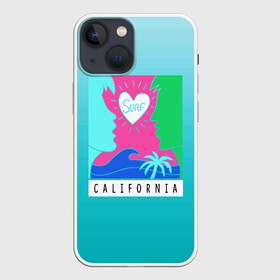 Чехол для iPhone 13 mini с принтом CALIFORNIA SURF в Санкт-Петербурге,  |  | california | love | surf | влюбленные | закат | калифорния | любовь | море | пальма