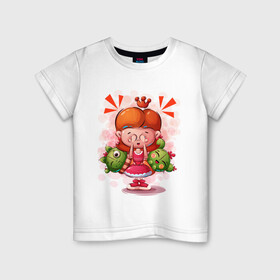 Детская футболка хлопок с принтом Принцесса милашка с кактусами в Санкт-Петербурге, 100% хлопок | круглый вырез горловины, полуприлегающий силуэт, длина до линии бедер | Тематика изображения на принте: девочка | кактус | малышка | милашка | мультяшка
