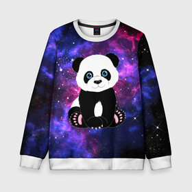 Детский свитшот 3D с принтом Space Panda в Санкт-Петербурге, 100% полиэстер | свободная посадка, прямой крой, мягкая тканевая резинка на рукавах и понизу свитшота | animal | bear | panda | space | star | вселенная | галактика | животные | звёзды | космос | медведь | миша | панда
