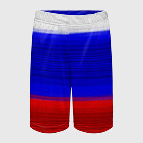 Детские спортивные шорты 3D с принтом Флаг России в Санкт-Петербурге,  100% полиэстер
 | пояс оформлен широкой мягкой резинкой, ткань тянется
 | белый | красный | российский флаг | россия | синий | флаг россии