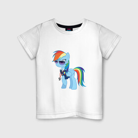 Детская футболка хлопок с принтом Pony - Rainbow Dash в Санкт-Петербурге, 100% хлопок | круглый вырез горловины, полуприлегающий силуэт, длина до линии бедер | Тематика изображения на принте: applejack | friendship | mylittlepony | rainbow dash | twilight sparkle | waifu | вайфу | дружба это магия | кони | моя маленькая пони | мультфильм | пони | радуга | ренбоу деш | эплджек