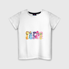 Детская футболка хлопок с принтом Моя Маленькая пони в Санкт-Петербурге, 100% хлопок | круглый вырез горловины, полуприлегающий силуэт, длина до линии бедер | Тематика изображения на принте: applejack | friendship | mylittlepony | rainbow dash | twilight sparkle | waifu | вайфу | дружба это магия | друзья | кони | моя маленькая пони | мультфильм | пони | радуга | ренбоу деш | эплджек