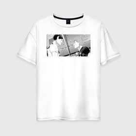 Женская футболка хлопок Oversize с принтом Кагеяма vs Хината в Санкт-Петербурге, 100% хлопок | свободный крой, круглый ворот, спущенный рукав, длина до линии бедер
 | аниме | волейбол | кагеяма | манга | хината
