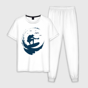 Мужская пижама хлопок с принтом Surf 2 в Санкт-Петербурге, 100% хлопок | брюки и футболка прямого кроя, без карманов, на брюках мягкая резинка на поясе и по низу штанин
 | surf | usa | калифорния | лето | море