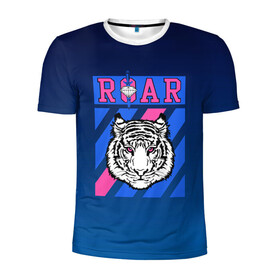 Мужская футболка 3D спортивная с принтом Roar Tiger в Санкт-Петербурге, 100% полиэстер с улучшенными характеристиками | приталенный силуэт, круглая горловина, широкие плечи, сужается к линии бедра | roar | большая кошка | полосатый | тигр | тигрица | хищник